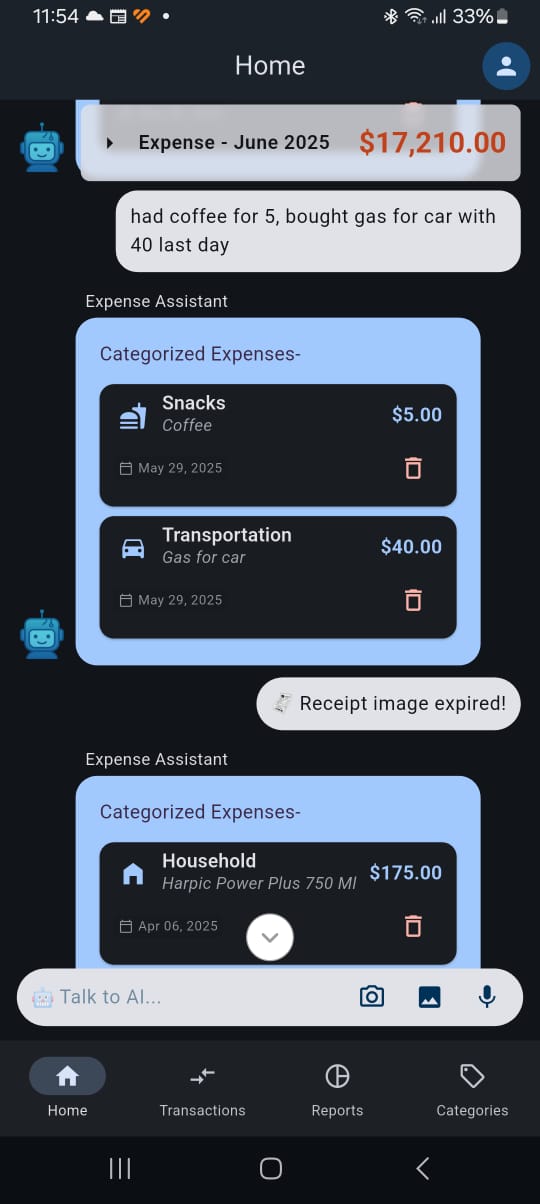 Screenshot: ChatExpense app home page