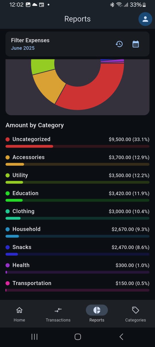 Screenshot: Downloading reports in ChatExpense